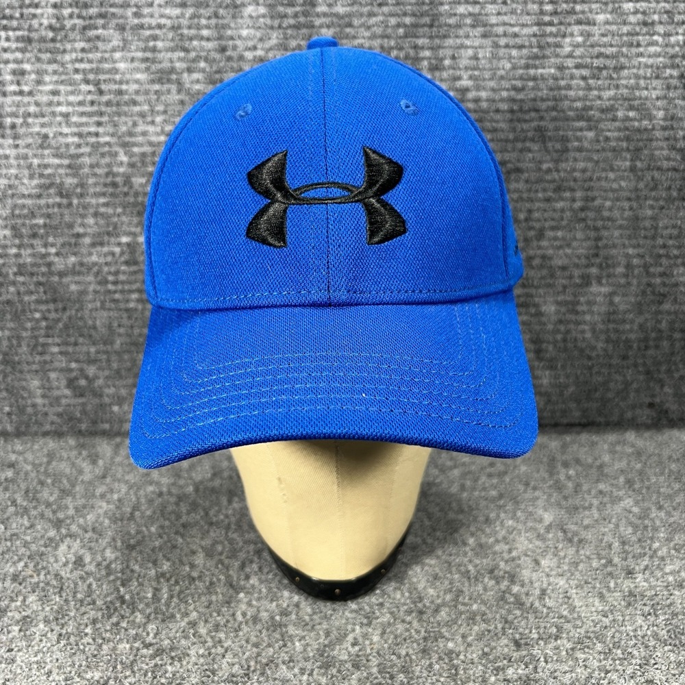 Under Armour Hat Cap Mens Fitted Blue Black Logo Athletic Training LG XL